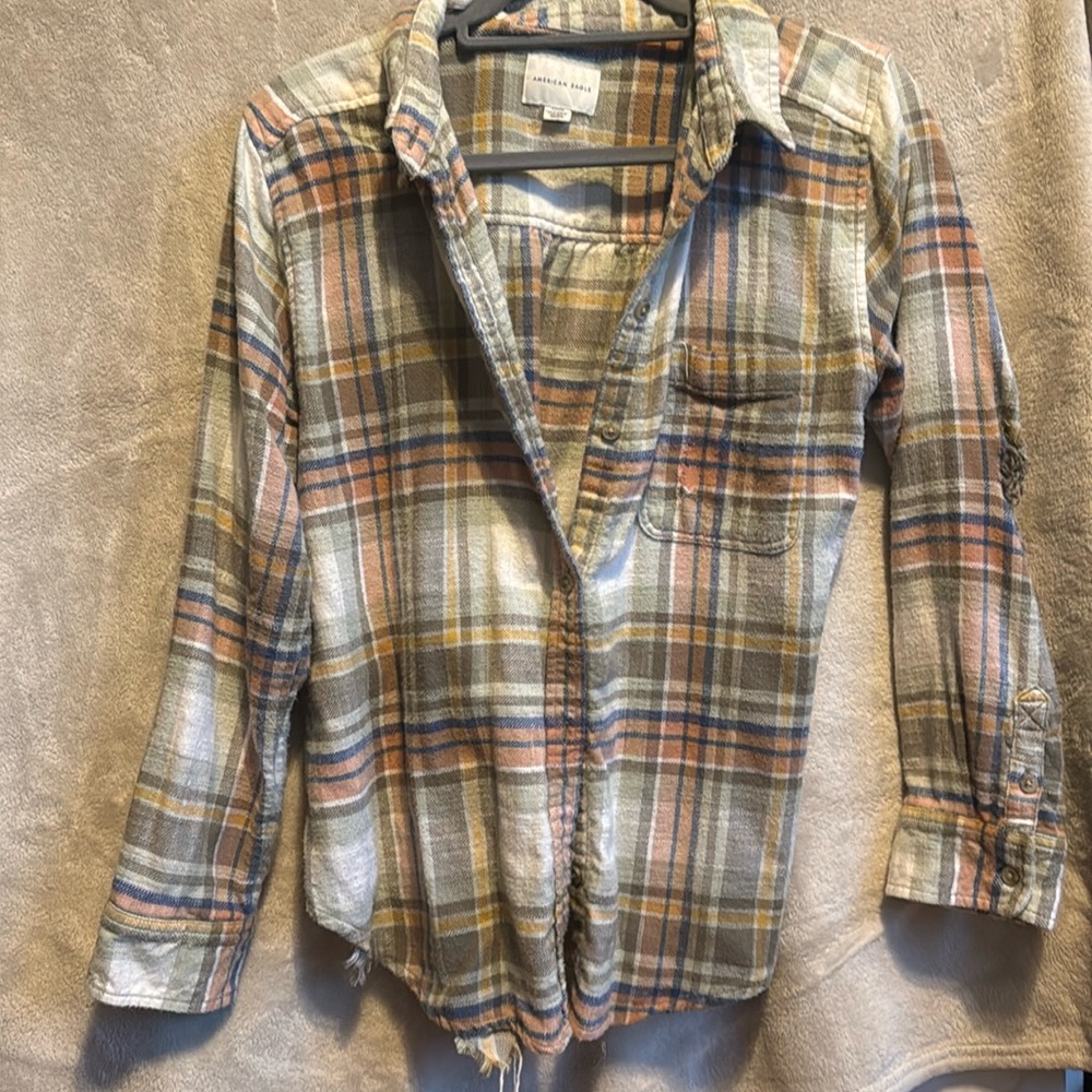 American Eagle Distressed Flannel